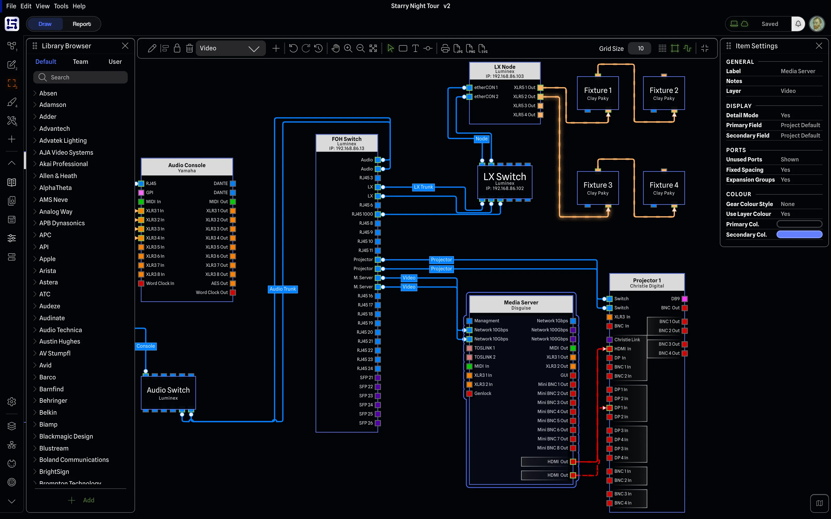 The full GearConnect window in the Draft dark theme, with colourless boxy gear and the full toolbar